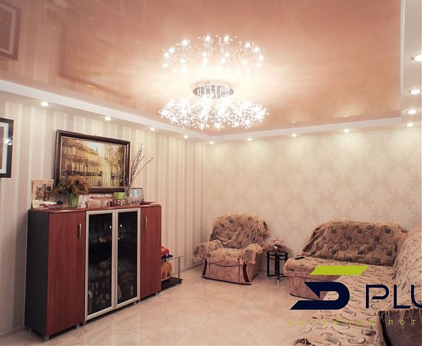 Натяжной потолок в просторной гостиной | Портфолио 5Plus | Киев ⋆ Днепр ⋆