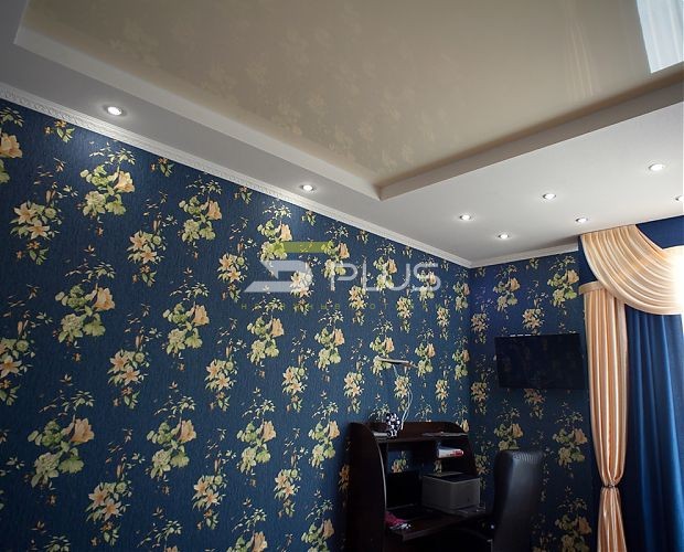 Нежно-бежевый натяжной потолок | Портфолио 5Plus | Киев ⋆ Днепр ⋆