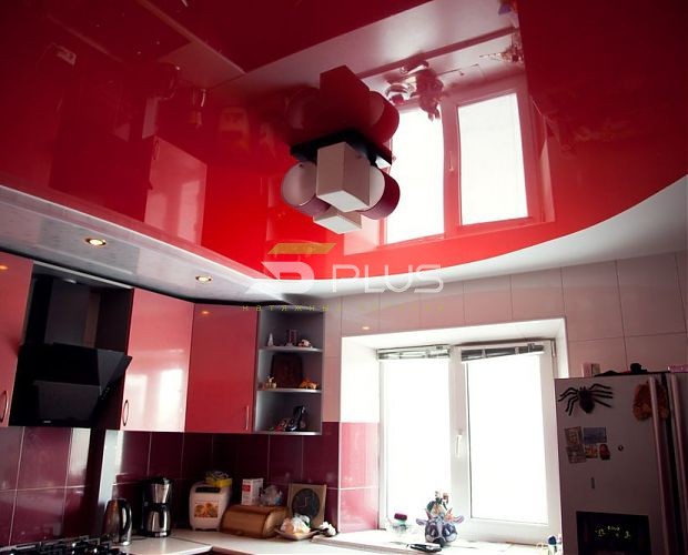 Натяжной потолок комбинация цвета на кухне | Портфолио 5Plus | Киев ⋆ Днепр ⋆