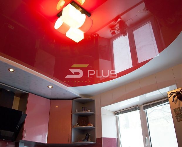 Натяжной потолок комбинация цвета на кухне | Портфолио 5Plus | Киев ⋆ Днепр ⋆