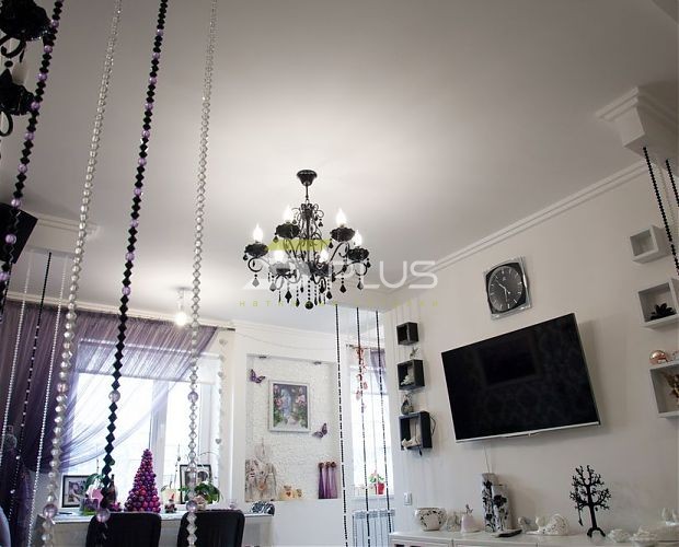 Сатиновый натяжной потолок на кухне | Портфолио 5Plus | Киев ⋆ Днепр ⋆