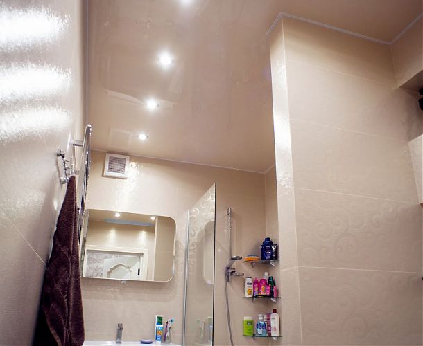 Натяжной потолок в ванной комнате | Портфолио 5Plus | Киев ⋆ Днепр ⋆