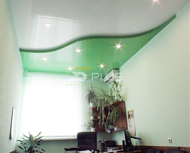 Изумрудный натяжной потолок в офисе | Портфолио 5Plus | Киев ⋆ Днепр ⋆