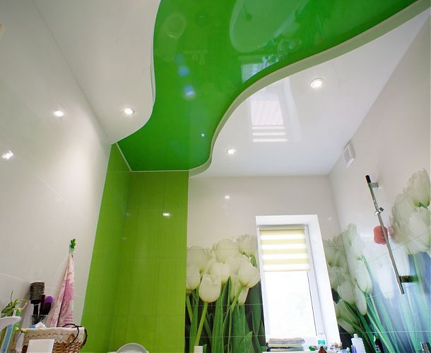 Натяжной потолок в ванной с тюльпанами | Портфолио 5Plus | Киев ⋆ Днепр ⋆