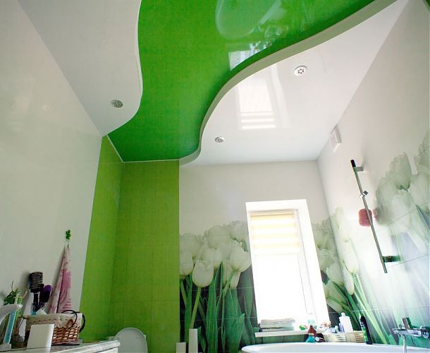 Натяжной потолок в ванной с тюльпанами | Портфолио 5Plus | Киев ⋆ Днепр ⋆