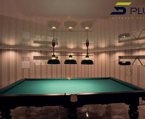 Низкий натяжной потолок в бильярдной | Портфолио 5plus | Киев ⋆ Днепр ⋆