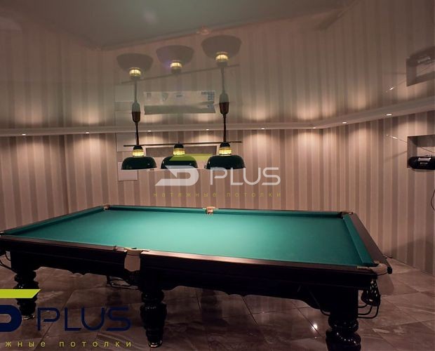 Низкий натяжной потолок в бильярдной | Портфолио 5plus | Киев ⋆ Днепр ⋆
