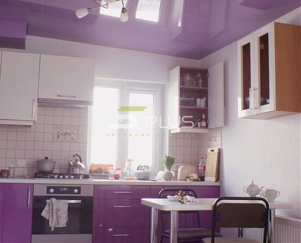 Светло-лиловый потолок на кухне | Портфолио 5Plus | Киев ⋆ Днепр ⋆