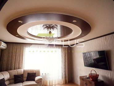 Круглый натяжной потолок в гостиной - Фото 5plus ракурс 1