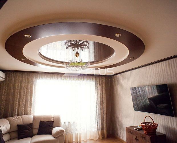 Круглый натяжной потолок в гостиной | Портфолио 5Plus | Киев ⋆ Днепр ⋆