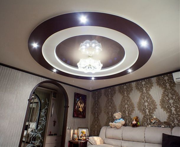 Круглый натяжной потолок в гостиной | Портфолио 5Plus | Киев ⋆ Днепр ⋆