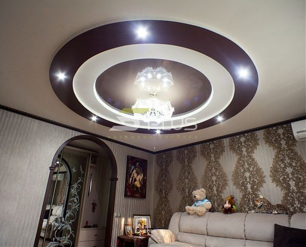 Круглый натяжной потолок в гостиной | Портфолио 5Plus | Киев ⋆ Днепр ⋆