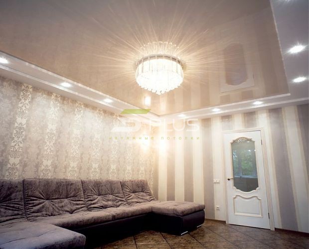 Натяжной потолок в гостиной | Портфолио 5Plus | Киев ⋆ Днепр ⋆