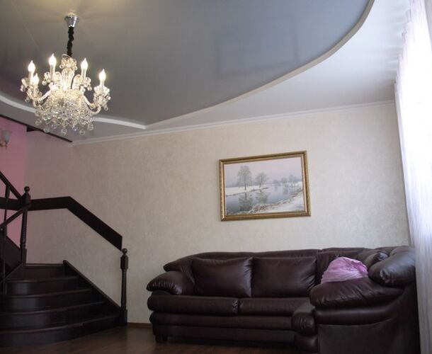 Натяжной потолок в холле загородного дома | Портфолио 5Plus | Киев ⋆ Днепр ⋆