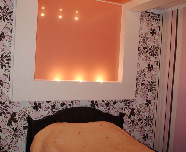 Натяжной потолок пано в спальне | Портфолио 5Plus | Киев ⋆ Днепр ⋆