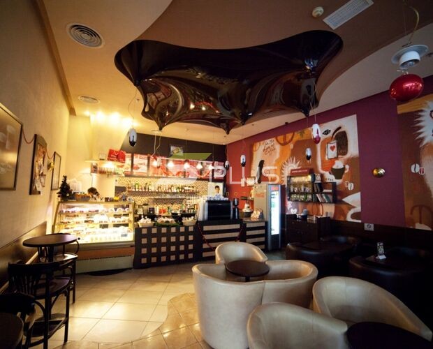 Сложный натяжной потолок в Coffee Life | Портфолио 5Plus | Киев ⋆ Днепр ⋆