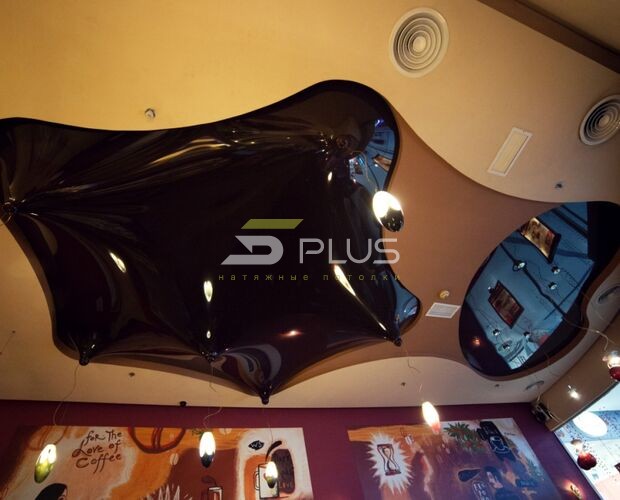 Сложный натяжной потолок в Coffee Life | Портфолио 5Plus | Киев ⋆ Днепр ⋆