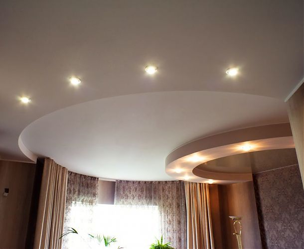 Круглый натяжной потолок в спальне | Портфолио 5Plus | Киев ⋆ Днепр ⋆