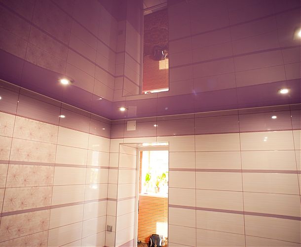 Нежно-сиреневый потолок в ванной | Портфолио 5Plus | Киев ⋆ Днепр ⋆