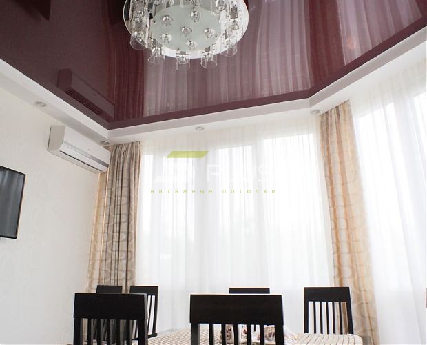 Натяжной потолок цвета шоколада в столовой | Портфолио 5Plus | Киев ⋆ Днепр ⋆