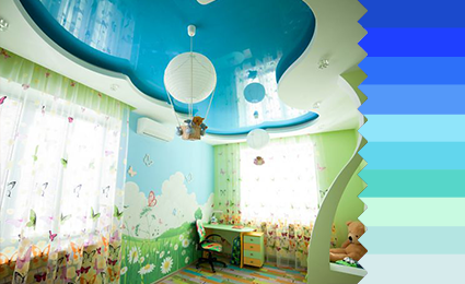 синие цвета натяжных потолков