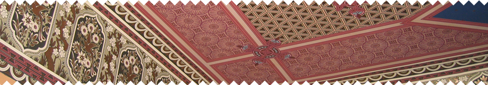 отделка потолка обоями